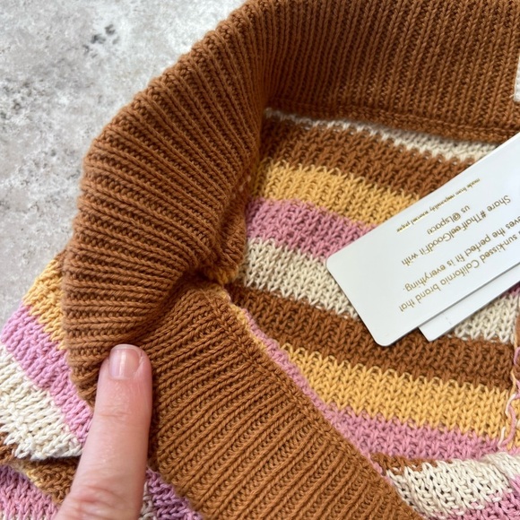 L*Space NWT Turn The Tide Crochet Pants in Cancun Stripe, White, Pink, Brown L - Picture 9 of 13